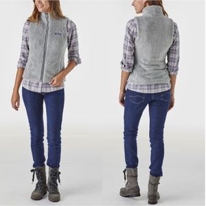 Patagonia Womens Small Fleece Full Zip Outdoor Hiking Gray Vest Cozy Cabin